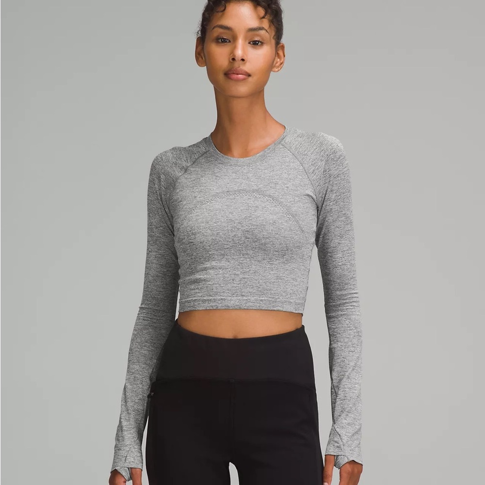 lululemon grey long sleeve crop top